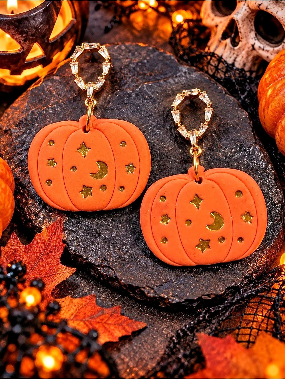 Pumpkin Halloween Drop Earrings